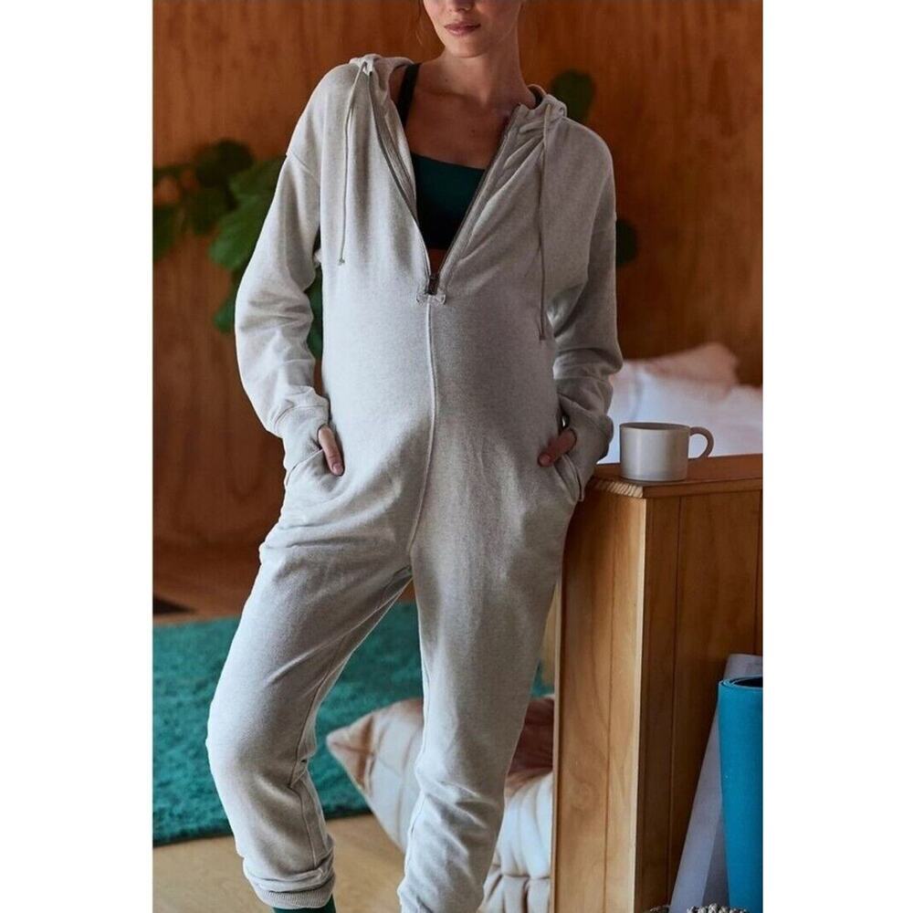 NWT Free People FP Movement x Hatch Warm Up Jumpsuit Heather Grey Size Lg